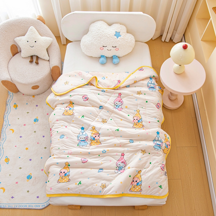 91家纺网 家纺一手货源 找家纺 鱼宝 2026春夏新款数码印花儿童凉感丝夏被夏凉被空调被 星星梦