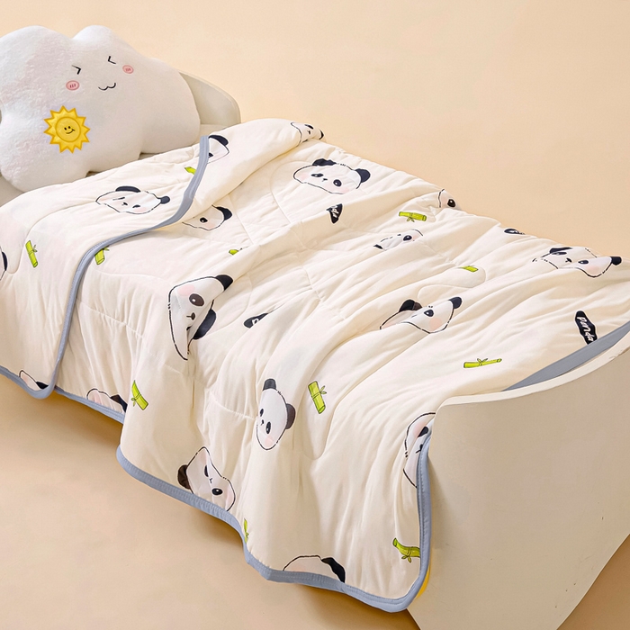 鱼宝 2026春夏新款数码印花儿童凉感丝夏被夏凉被空调被 熊猫