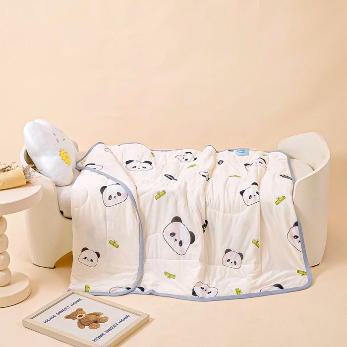 91家纺网 家纺一手货源 找家纺 鱼宝 2026春夏新款数码印花儿童凉感丝夏被夏凉被空调被 熊猫