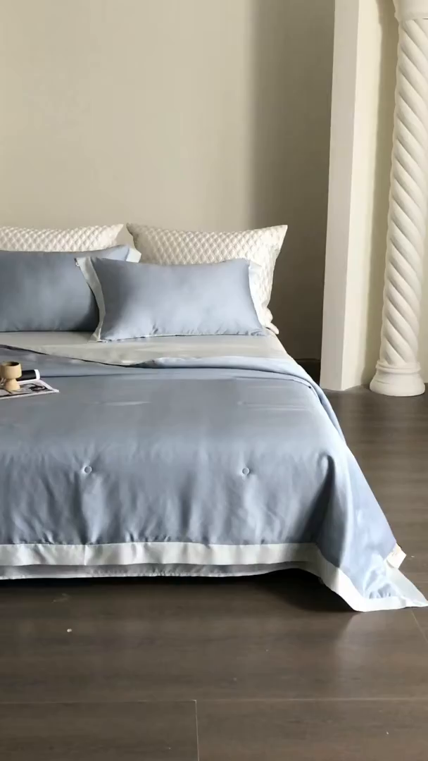 91家纺网 家纺一手货源 找家纺 佳汐蓝家纺 2026新款进口奥地利兰精天丝丝颜悦色-夏被四件套 灵境兰