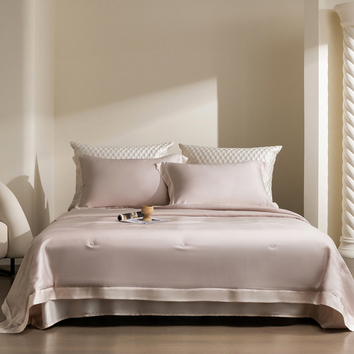 佳汐蓝家纺 2026新款进口奥地利兰精天丝丝颜悦色-夏被四件套 缦豆沙