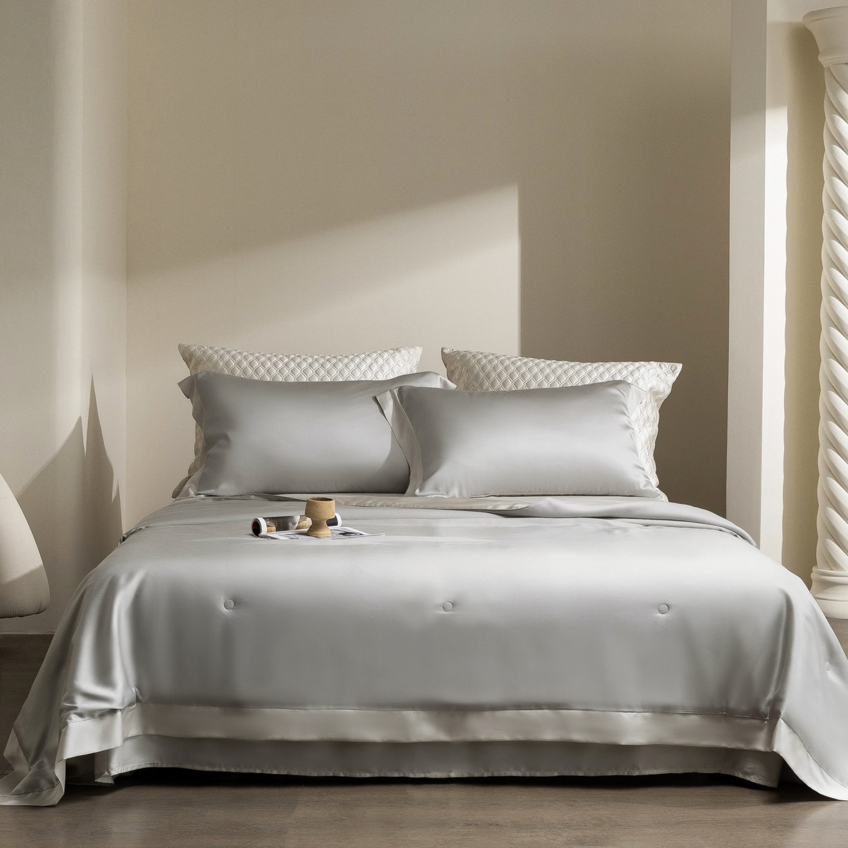 佳汐蓝家纺 2026新款进口奥地利兰精天丝丝颜悦色-夏被四件套 水晶灰