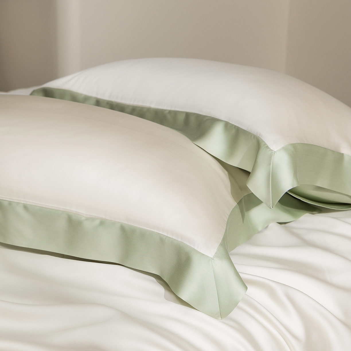 91家纺网 家纺一手货源 找家纺 佳汐蓝家纺 2026新款进口奥地利兰精天丝丝颜悦色-夏被四件套 杏云绿