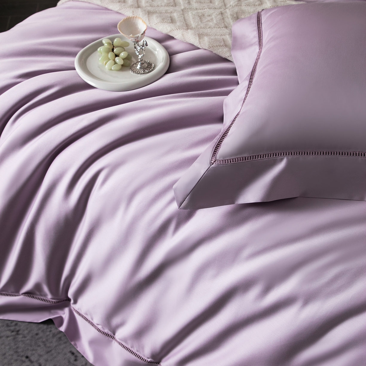 91家纺网 家纺一手货源 找家纺 （总）佳汐蓝家纺 2026新款100支臻棉玲珑系列小镂空款四件套