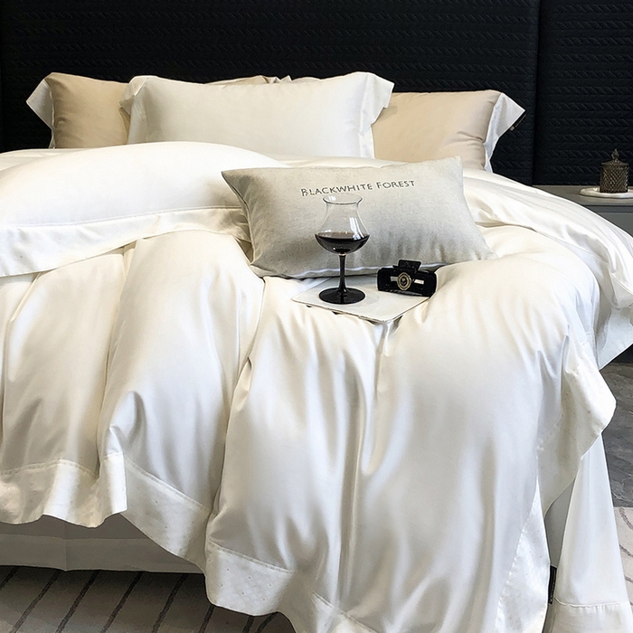 91家纺网 家纺一手货源 找家纺 （总）黑白森林 2026新款高支天丝棉刺绣四件套-克里特