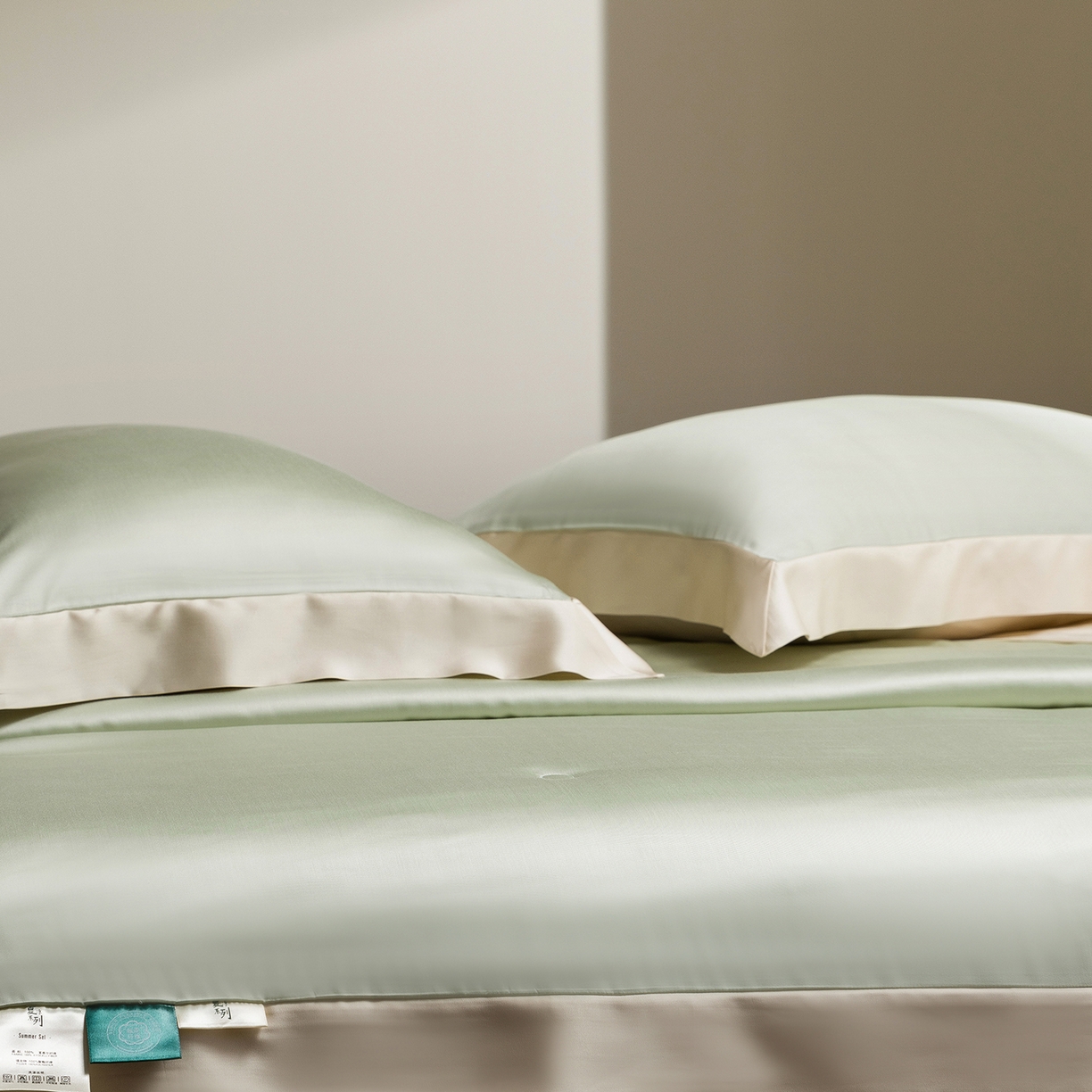 91家纺网 家纺一手货源 找家纺 佳汐蓝家纺 2026新款进口奥地利兰精天丝丝颜悦色-夏被四件套 云水绿