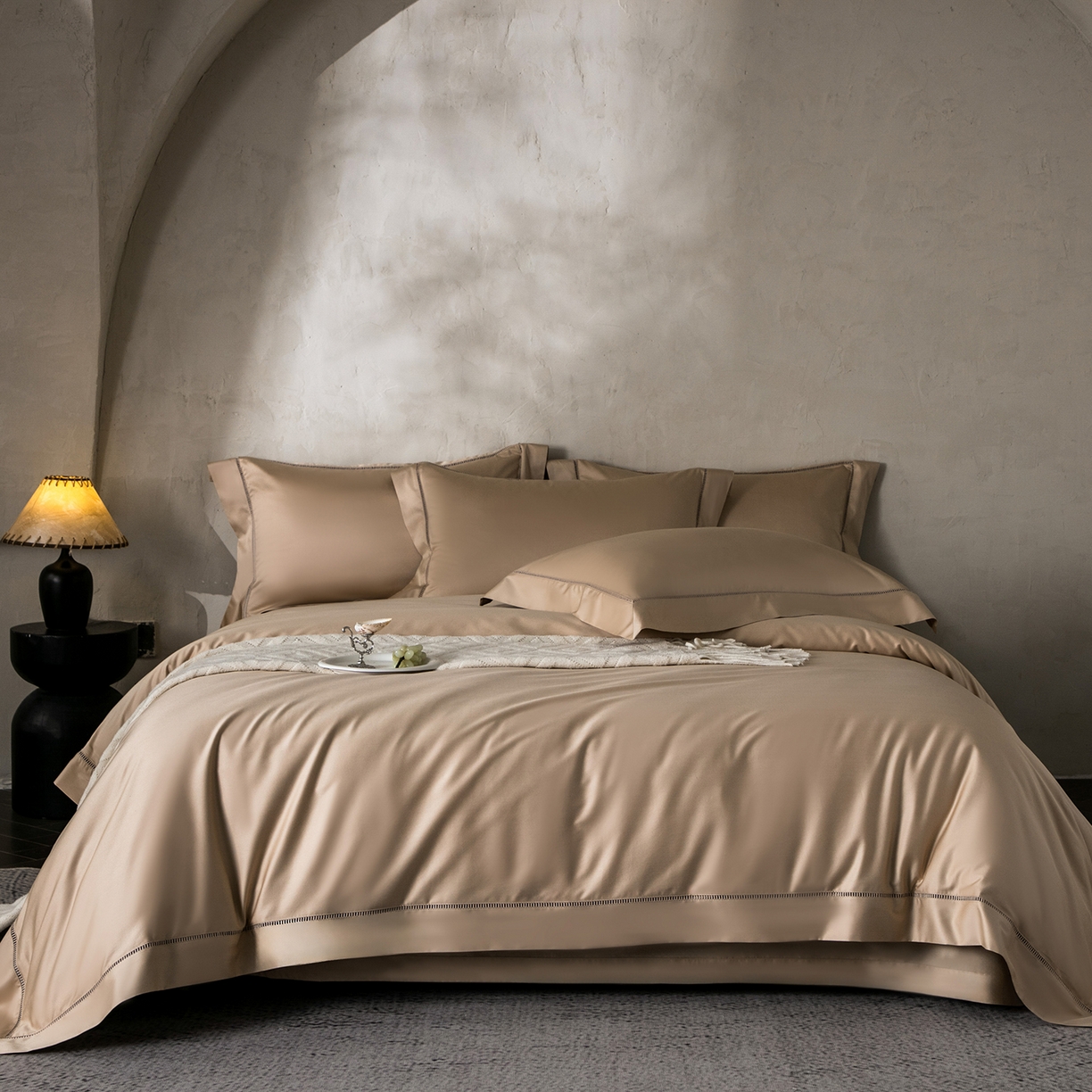 91家纺网 家纺一手货源 找家纺 （总）佳汐蓝家纺 2026新款100支臻棉玲珑系列小镂空款四件套