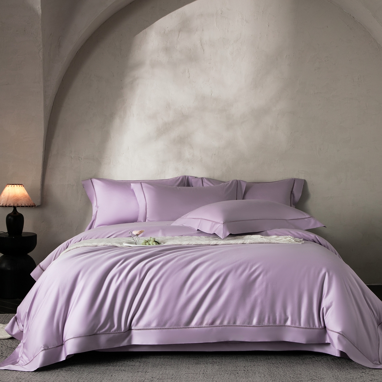 佳汐蓝家纺 2026新款100支臻棉玲珑系列小镂空款四件套 玲珑-丁香紫