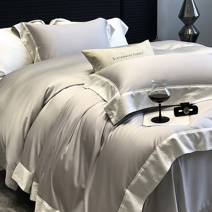 91家纺网 家纺一手货源 找家纺 （总）黑白森林 2026新款高支天丝棉刺绣四件套-克里特