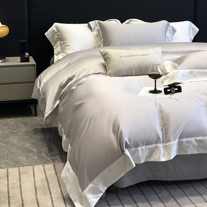 91家纺网 家纺一手货源 找家纺 （总）黑白森林 2026新款高支天丝棉刺绣四件套-克里特