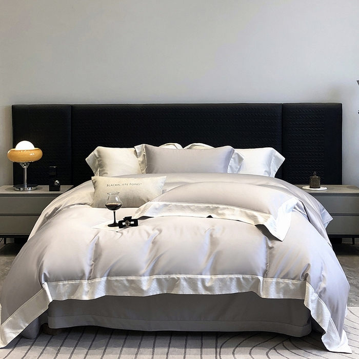 91家纺网 家纺一手货源 找家纺 （总）黑白森林 2026新款高支天丝棉刺绣四件套-克里特