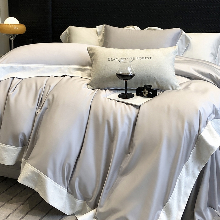 91家纺网 家纺一手货源 找家纺 （总）黑白森林 2026新款高支天丝棉刺绣四件套-克里特