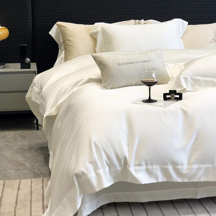 91家纺网 家纺一手货源 找家纺 黑白森林 2026新款高支天丝棉刺绣四件套-克里特 克里特-流苏白