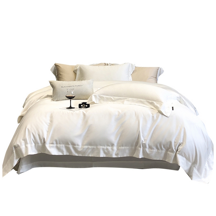 91家纺网 家纺一手货源 找家纺 黑白森林 2026新款高支天丝棉刺绣四件套-克里特 克里特-流苏白