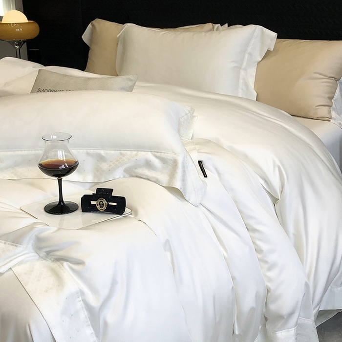 91家纺网 家纺一手货源 找家纺 黑白森林 2026新款高支天丝棉刺绣四件套-克里特 克里特-流苏白