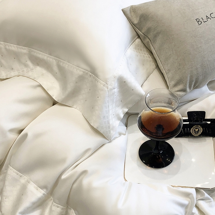 91家纺网 家纺一手货源 找家纺 黑白森林 2026新款高支天丝棉刺绣四件套-克里特 克里特-流苏白