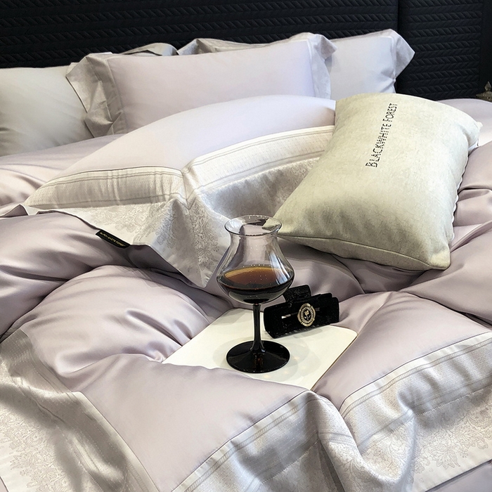 91家纺网 家纺一手货源 找家纺 （总）黑白森林 2026新款高支天丝棉刺绣四件套-伊薇娜