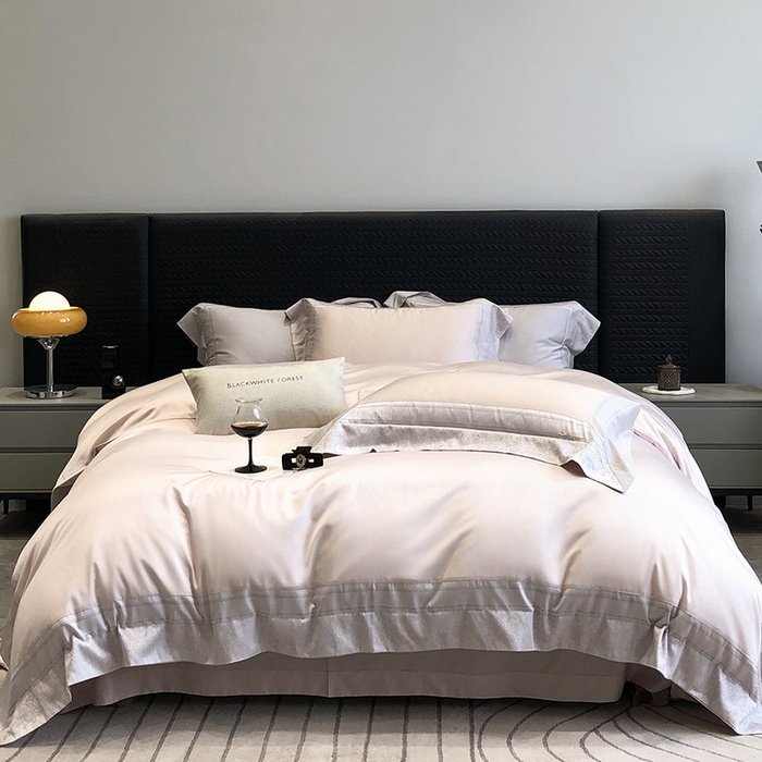 91家纺网 家纺一手货源 找家纺 （总）黑白森林 2026新款高支天丝棉刺绣四件套-伊薇娜