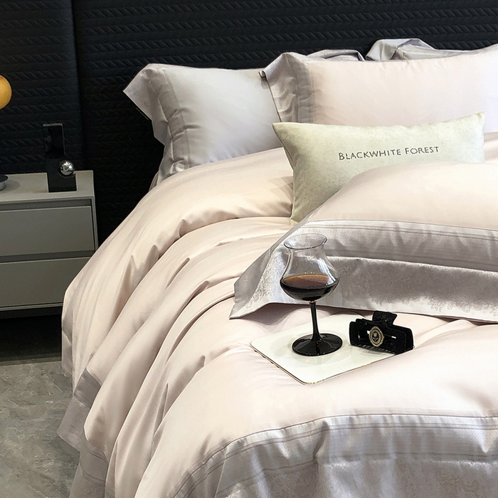 91家纺网 家纺一手货源 找家纺 （总）黑白森林 2026新款高支天丝棉刺绣四件套-伊薇娜