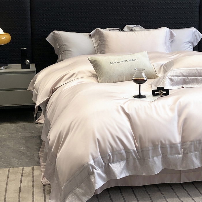 91家纺网 家纺一手货源 找家纺 （总）黑白森林 2026新款高支天丝棉刺绣四件套-伊薇娜