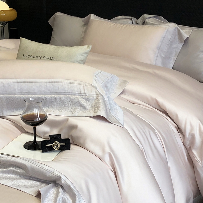 91家纺网 家纺一手货源 找家纺 （总）黑白森林 2026新款高支天丝棉刺绣四件套-伊薇娜