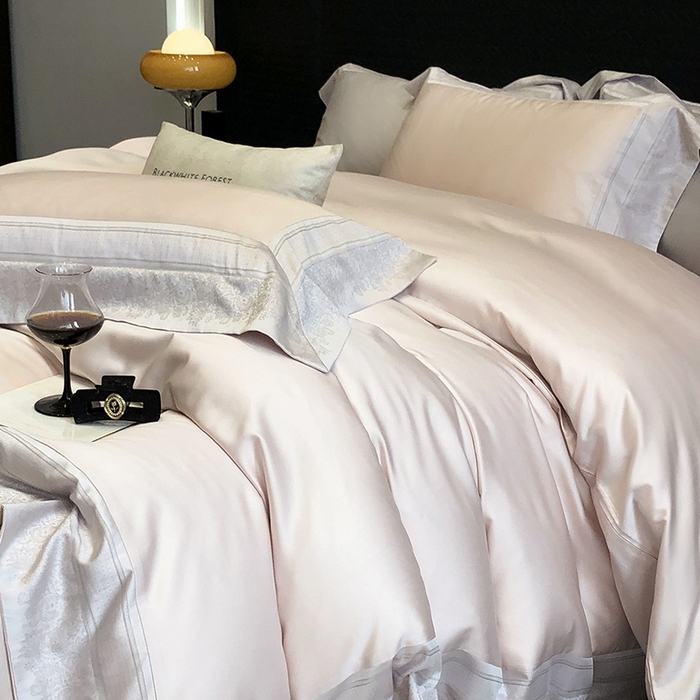 91家纺网 家纺一手货源 找家纺 （总）黑白森林 2026新款高支天丝棉刺绣四件套-伊薇娜