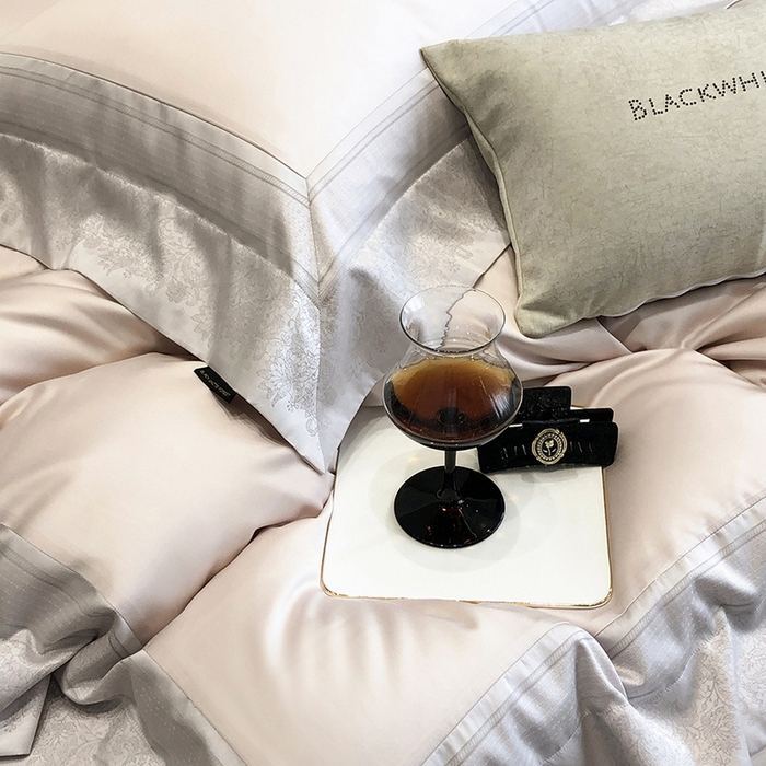 91家纺网 家纺一手货源 找家纺 （总）黑白森林 2026新款高支天丝棉刺绣四件套-伊薇娜