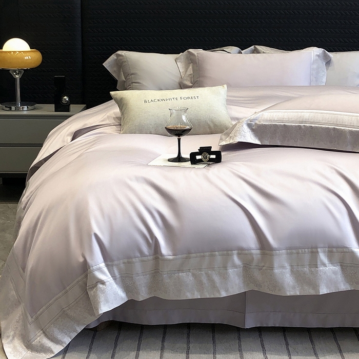 91家纺网 家纺一手货源 找家纺 黑白森林 2026新款高支天丝棉刺绣四件套-伊薇娜 伊薇娜-暮山紫