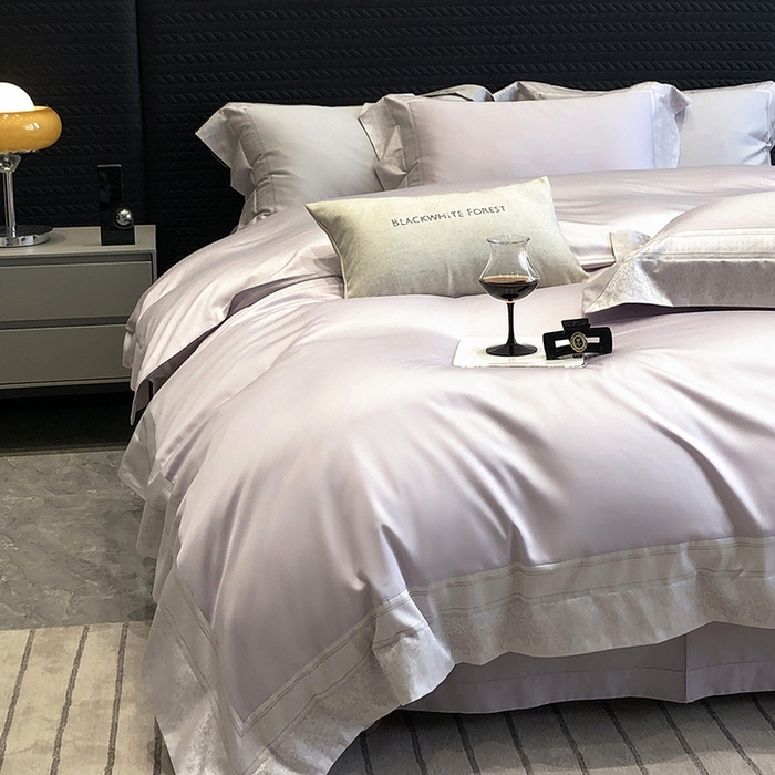 91家纺网 家纺一手货源 找家纺 黑白森林 2026新款高支天丝棉刺绣四件套-伊薇娜 伊薇娜-暮山紫