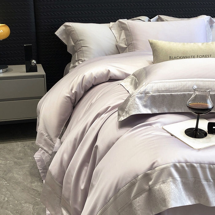 91家纺网 家纺一手货源 找家纺 黑白森林 2026新款高支天丝棉刺绣四件套-伊薇娜 伊薇娜-暮山紫