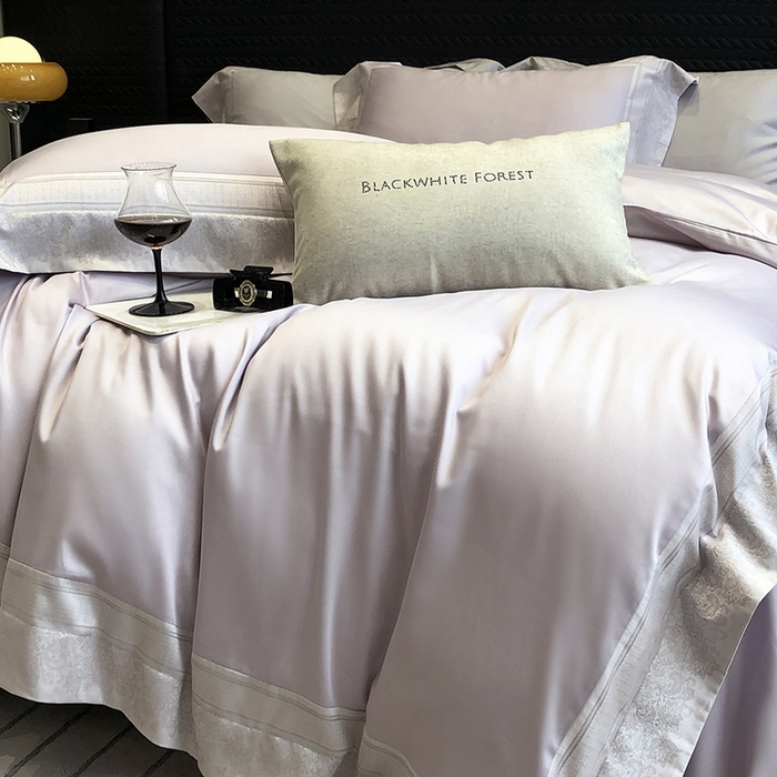 91家纺网 家纺一手货源 找家纺 黑白森林 2026新款高支天丝棉刺绣四件套-伊薇娜 伊薇娜-暮山紫