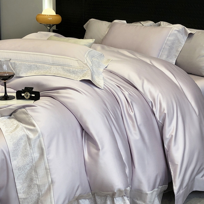 91家纺网 家纺一手货源 找家纺 黑白森林 2026新款高支天丝棉刺绣四件套-伊薇娜 伊薇娜-暮山紫