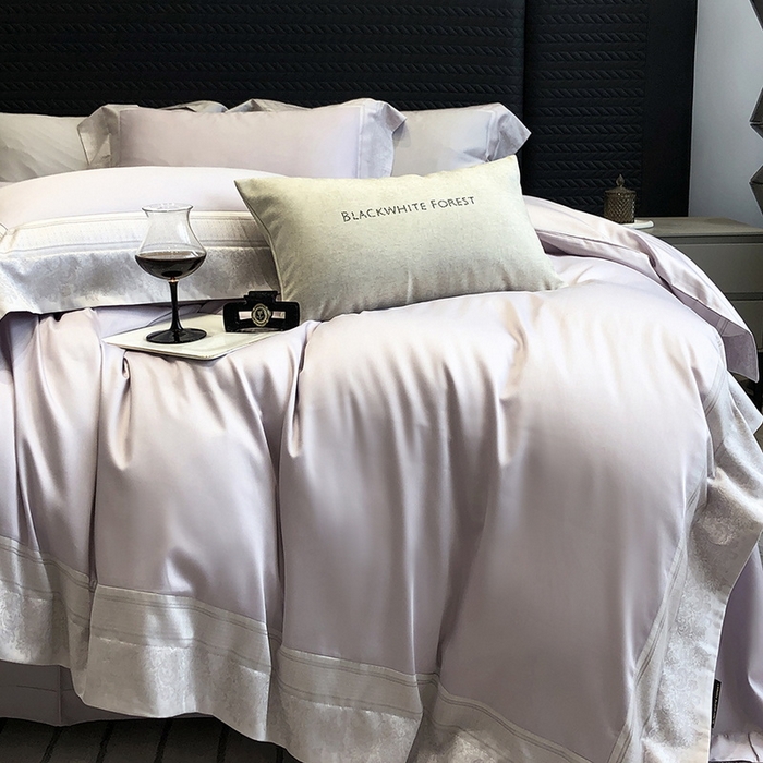 91家纺网 家纺一手货源 找家纺 黑白森林 2026新款高支天丝棉刺绣四件套-伊薇娜 伊薇娜-暮山紫