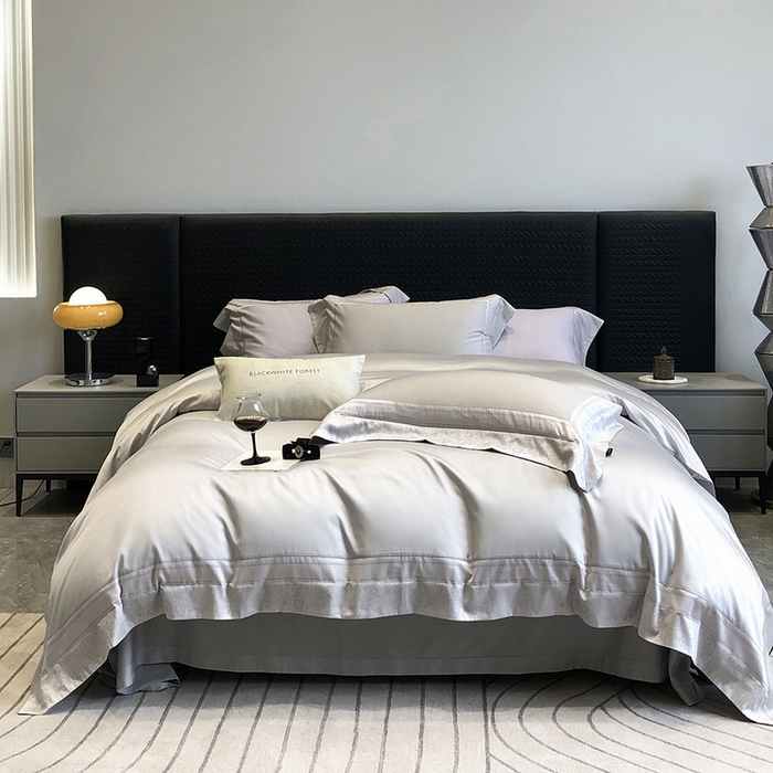 91家纺网 家纺一手货源 找家纺 黑白森林 2026新款高支天丝棉刺绣四件套-伊薇娜 伊薇娜-云水灰