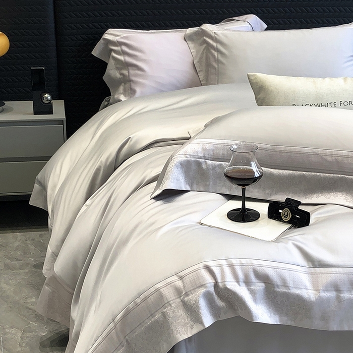 91家纺网 家纺一手货源 找家纺 黑白森林 2026新款高支天丝棉刺绣四件套-伊薇娜 伊薇娜-云水灰