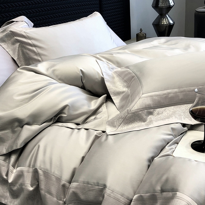 91家纺网 家纺一手货源 找家纺 黑白森林 2026新款高支天丝棉刺绣四件套-伊薇娜 伊薇娜-云水灰