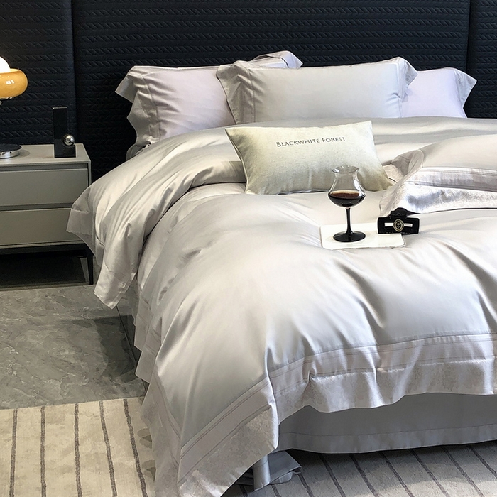 91家纺网 家纺一手货源 找家纺 黑白森林 2026新款高支天丝棉刺绣四件套-伊薇娜 伊薇娜-云水灰