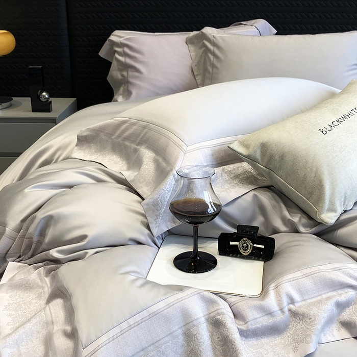 91家纺网 家纺一手货源 找家纺 黑白森林 2026新款高支天丝棉刺绣四件套-伊薇娜 伊薇娜-云水灰