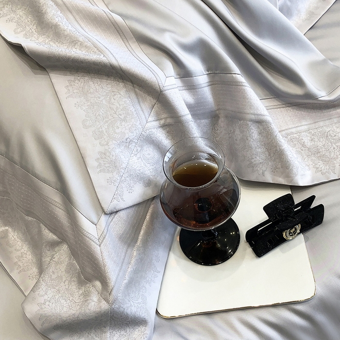 91家纺网 家纺一手货源 找家纺 黑白森林 2026新款高支天丝棉刺绣四件套-伊薇娜 伊薇娜-云水灰