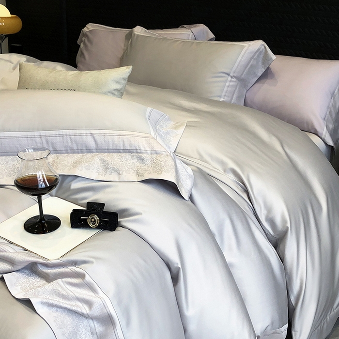 91家纺网 家纺一手货源 找家纺 黑白森林 2026新款高支天丝棉刺绣四件套-伊薇娜 伊薇娜-云水灰