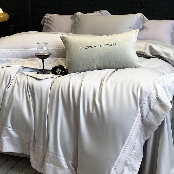 91家纺网 家纺一手货源 找家纺 黑白森林 2026新款高支天丝棉刺绣四件套-伊薇娜 伊薇娜-云水灰