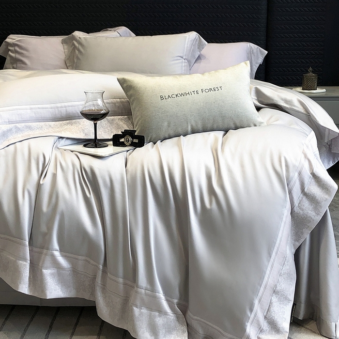 91家纺网 家纺一手货源 找家纺 黑白森林 2026新款高支天丝棉刺绣四件套-伊薇娜 伊薇娜-云水灰