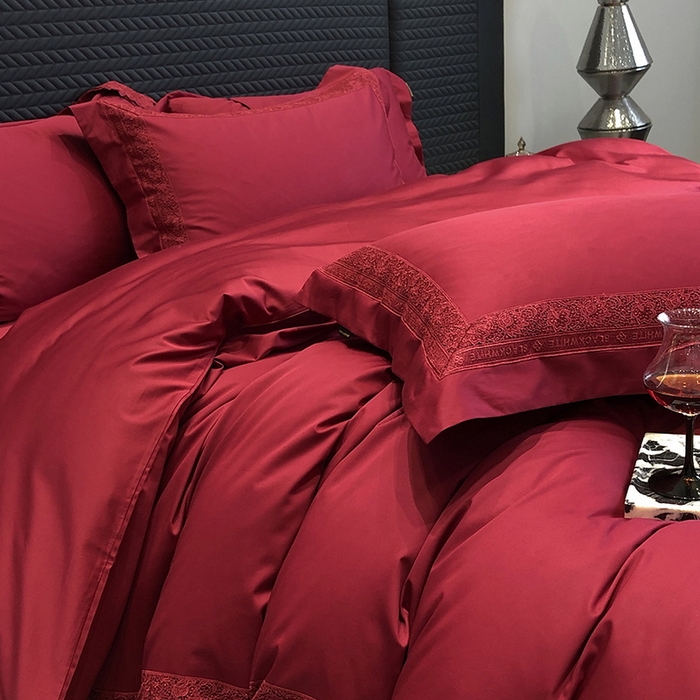 91家纺网 家纺一手货源 找家纺 （总）黑白森林 2026新款匹马棉高定蕾丝大红系列