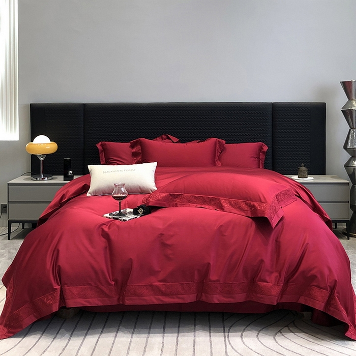 91家纺网 家纺一手货源 找家纺 （总）黑白森林 2026新款匹马棉高定蕾丝大红系列