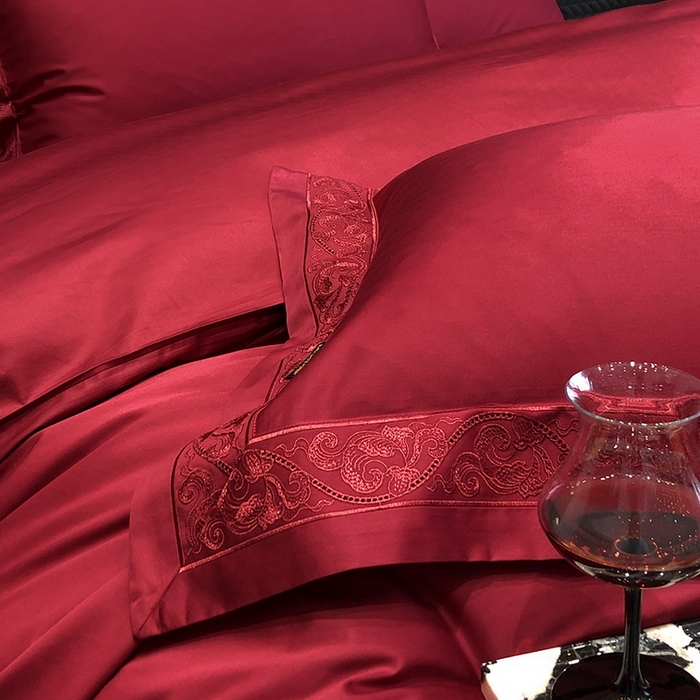 91家纺网 家纺一手货源 找家纺 （总）黑白森林 2026新款匹马棉高定蕾丝大红系列