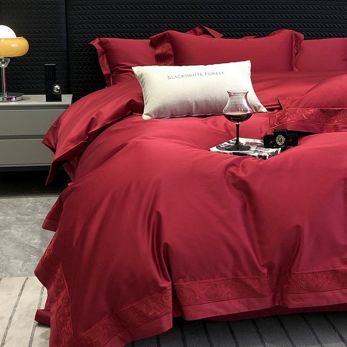 91家纺网 家纺一手货源 找家纺 （总）黑白森林 2026新款匹马棉高定蕾丝大红系列