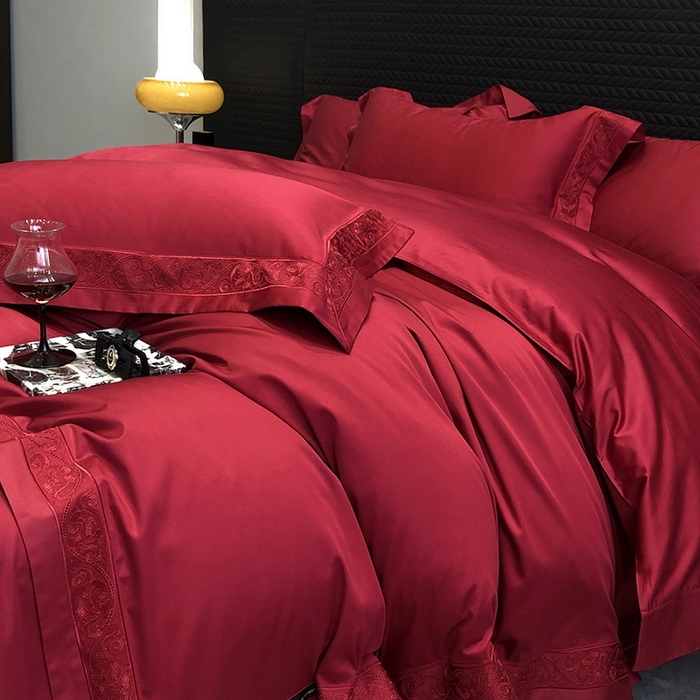 91家纺网 家纺一手货源 找家纺 （总）黑白森林 2026新款匹马棉高定蕾丝大红系列