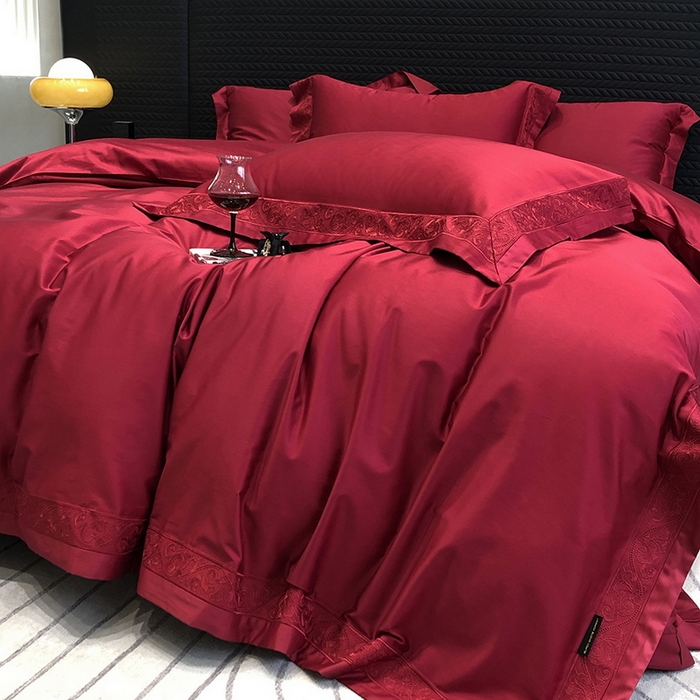 91家纺网 家纺一手货源 找家纺 （总）黑白森林 2026新款匹马棉高定蕾丝大红系列