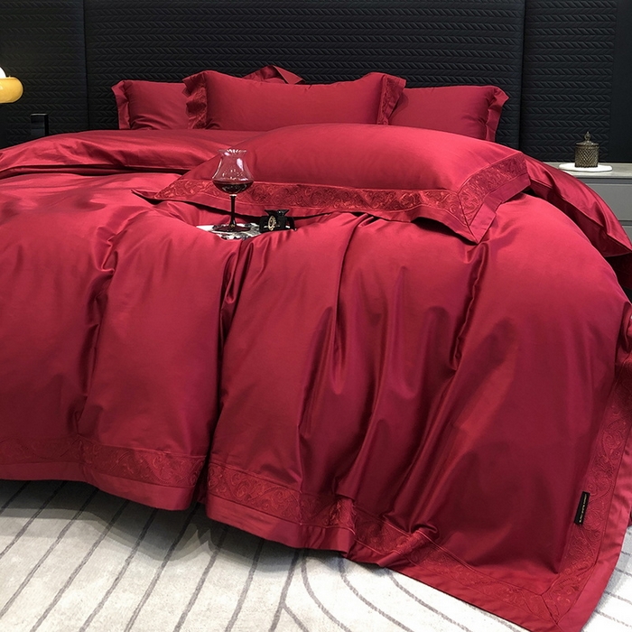 91家纺网 家纺一手货源 找家纺 （总）黑白森林 2026新款匹马棉高定蕾丝大红系列