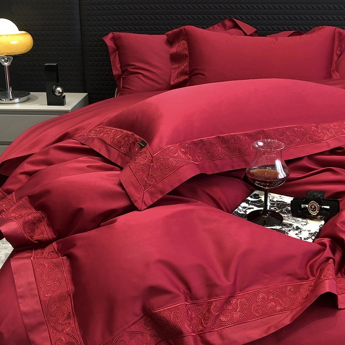 91家纺网 家纺一手货源 找家纺 （总）黑白森林 2026新款匹马棉高定蕾丝大红系列